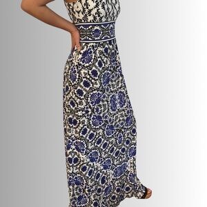 London Times Blue and White Dress